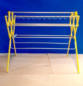 JBWS 919 TB+HGR ( 136 cm & 177 cm ) "Jemuran Baju Super Kaki Warna 9 Palang 1.36 m dan 1.77 m Tekukan Bawah+Hanger" ( 2 VARIAN UKURAN )