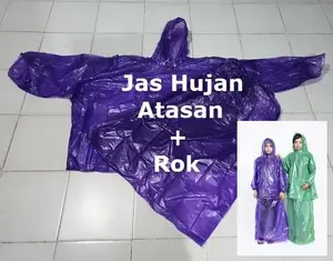 MURAH ROK Jas Hujan Cewek Muslimah Plastik Tebal Jaket Celana Raincoat