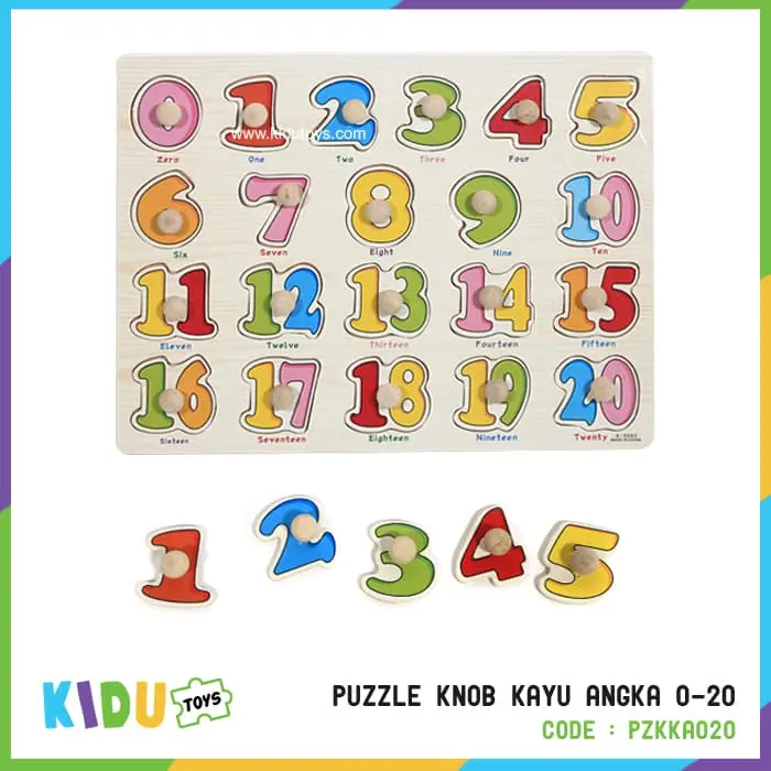 Mainan Puzzle Knob Kayu Angka 0-20