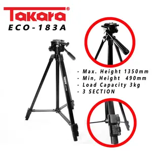 Takara Tripod ECO-183A dengan Hand-Holder, Tinggi Maks 1350mm, Cocok untuk DSLR & Kamera Mirrorless, Berat 600g, Quick Release System - Camera, Cam