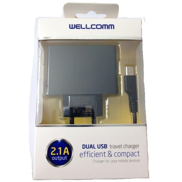 Gambar Travel Charger Dual USB 2.1A Output Wellcomm dari Eben Haezer Net Kota Administrasi Jakarta Barat Tokopedia