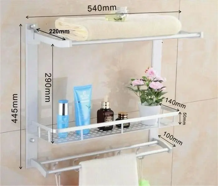 Rak Sabun Dinding Kamar Mandi Alumunium Aluminium Sampo Susun 3 Toilet
