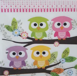 MTG Online Shop Tisu Decoupage Eropa Motif Anak Owl 33cm x 33cm 3 Ply Bahan Lembut dan Tebal Warna Sesuai Gambar