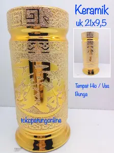 Hiolo Tempat Hio Vas Bunga Emas Keramik uk 8in