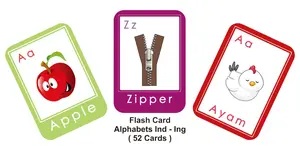 Flash Card Tebal PVC, Alphabets Ind - Ing