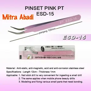 Pinset/Tweezer Anti Magnetic PT ESD-15 Pink Panjang 120 mm