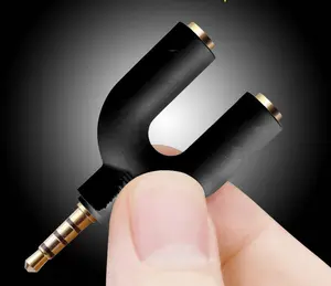 U Shape Splitter Audio + Mic Jack 3.5mm Headphone Mic Ke Smartphone