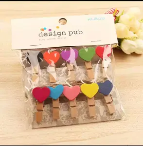 Wooden Clip Jepitan Photo Foto Polos Warna Love