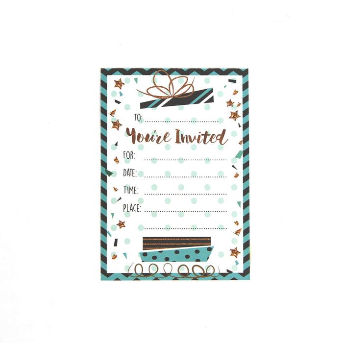 Gambar Kartu udangan / Birthday Party Invitation Card - Gold & Blue Party dari Harvest goods Kota Administrasi Jakarta Pusat Tokopedia