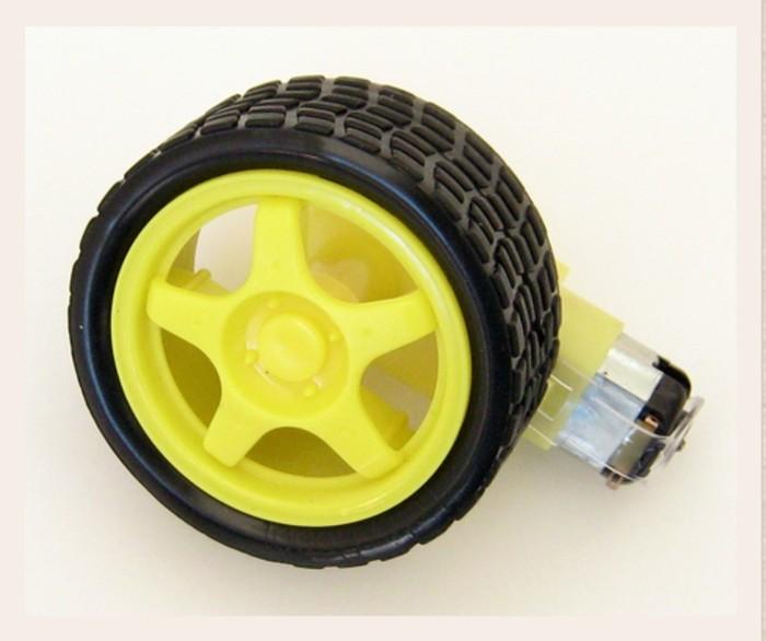 Jual Motor DC Gear Box + Roda, Smart Car Robot Tire Wheel 3 - 6V dc ...