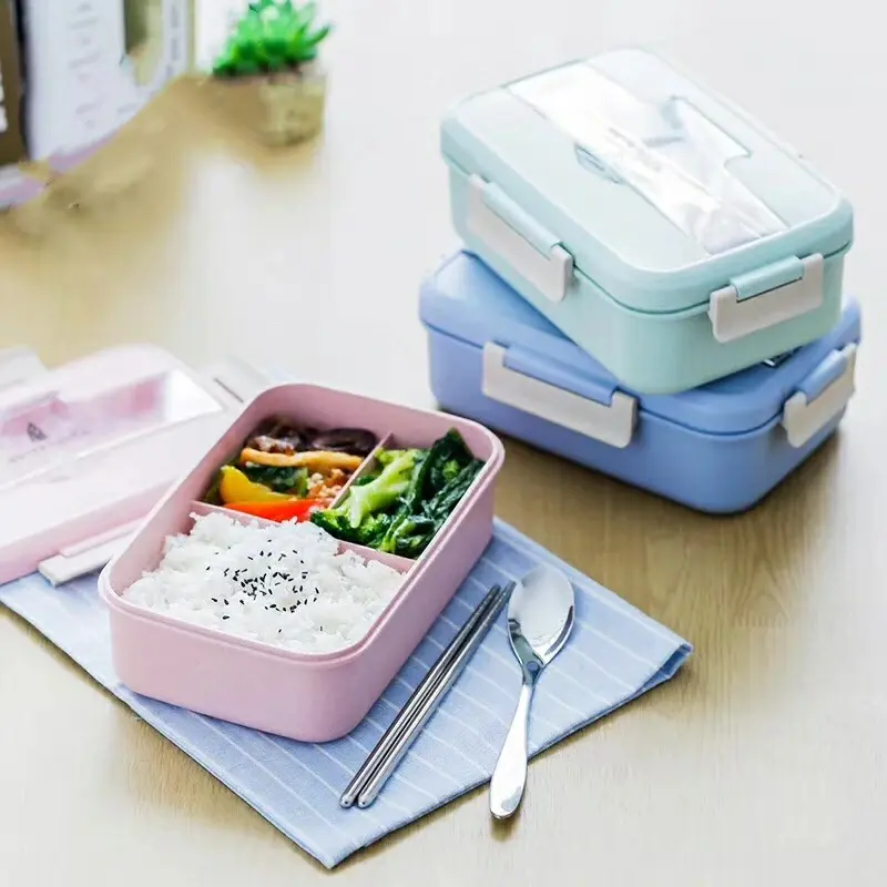 Kotak Bekal Makan 3 sekat / Lunch Box (Free sendok +Chopstick)