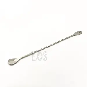Sendok Cooktail | Long Bar Spoon With Fork 25cm (00142.01370)