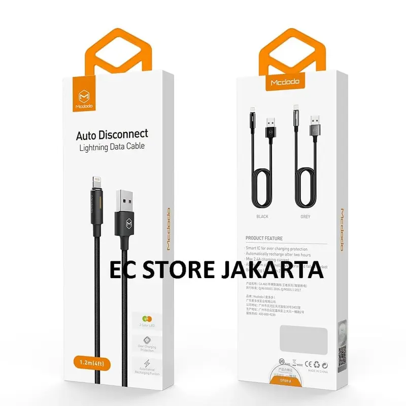 Kabel Lightning McDodo Auto Disconnect Gen 2 Fast Charging 1.2 M Black 2