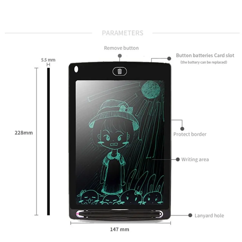 [capt] Peralatan Belajar Anak Tablet LCD Plastik Elektrik Belajar Menulis Menggambar - Writing Tablet Elektric 8.5 Inc Toy