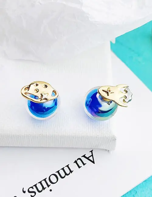LRC Anting Tusuk Lovely Sapphire Blue Aircraft Shape E64339