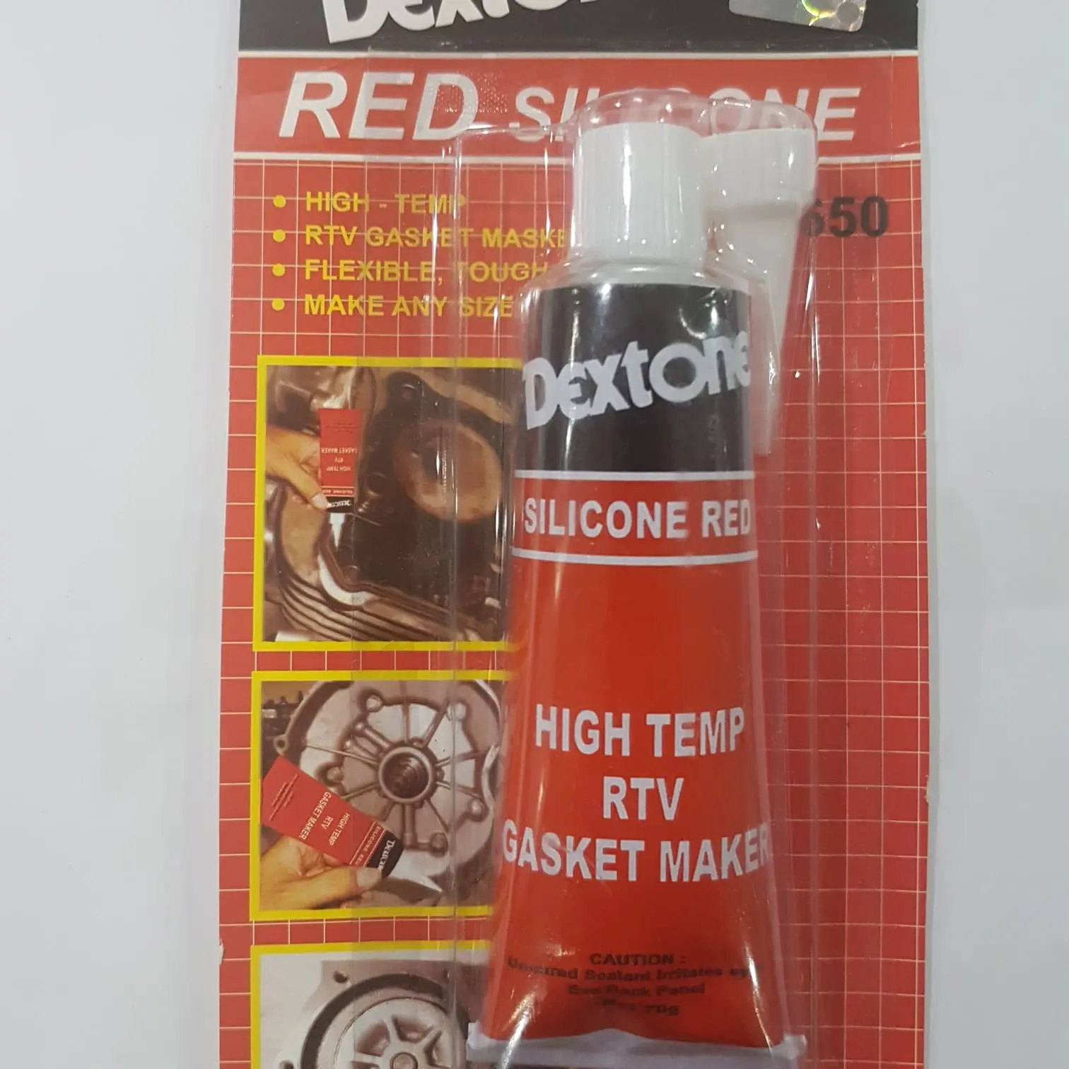 High Temp Red Silicone Sealant / Lem Silikon Merah 650 70 G - Dextone