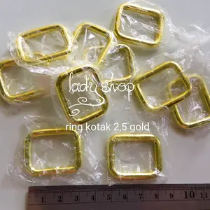 Lady Shop ACCESSORIES TAS RING KOTAK 2,5 CM TEBAL 4MM WARNA GOLD BAHAN BESI TEBAL HARGA (1PCS)
