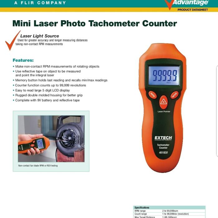 Jual RPM Mini Laser Photo Tachometer Counter 461920 EXTECH - Jakarta ...