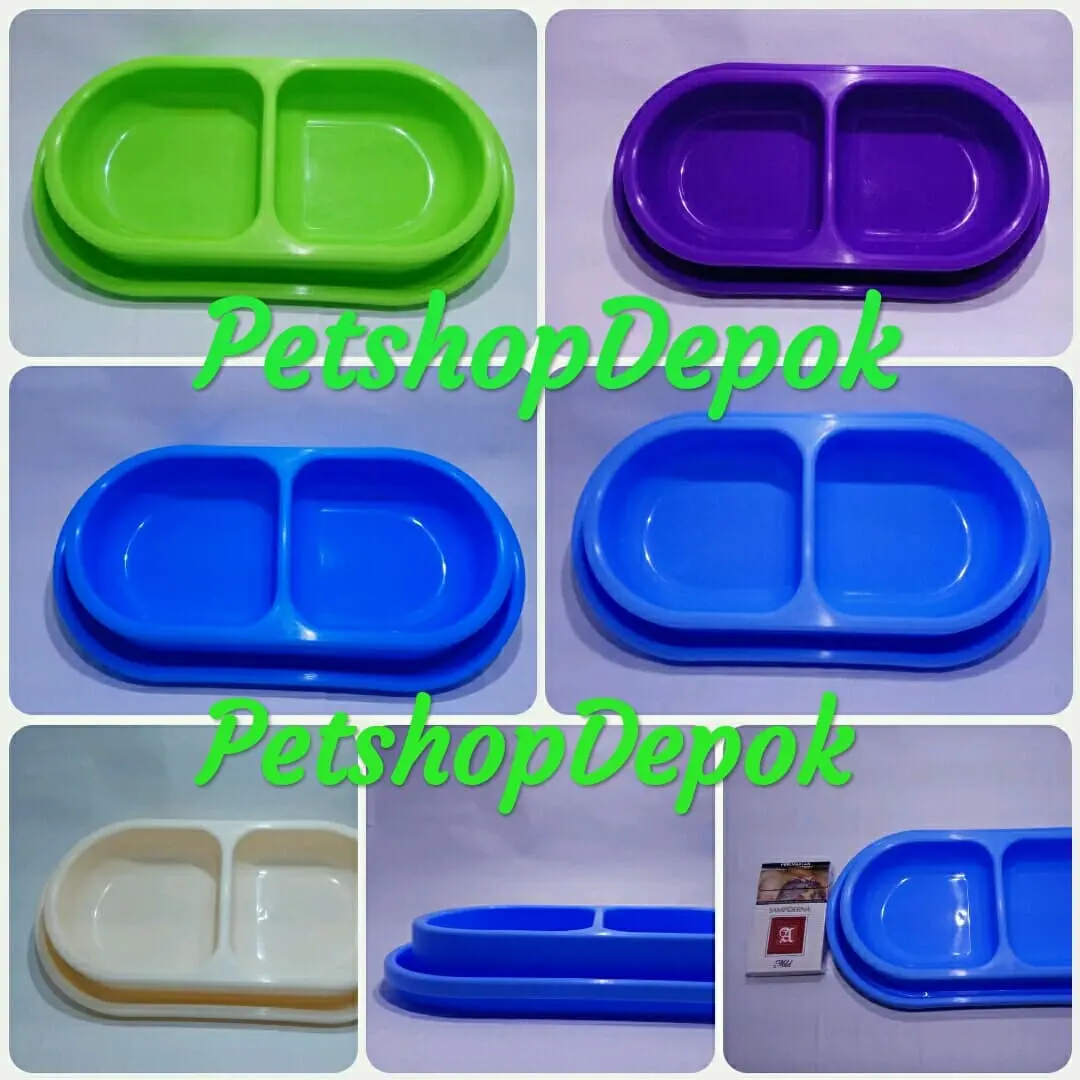 Tempat Makan Minum Kucing Anjing Double Bowl Anti Semut Besar