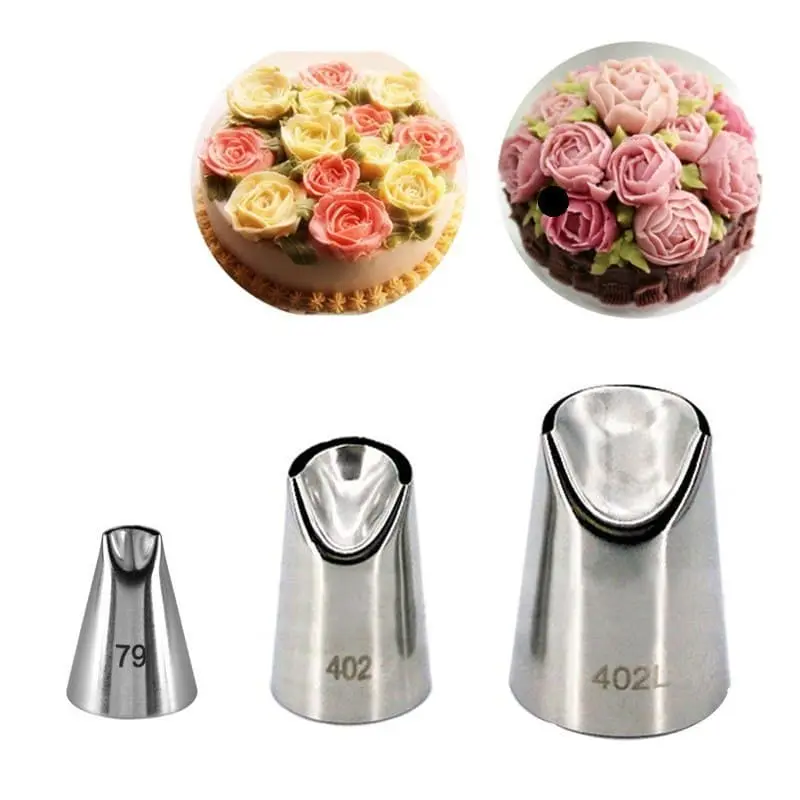 Stainless Steel Icing Piping Nozzles #79, #402, #402L (3pcs)