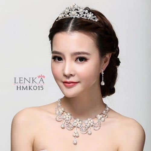 Gambar Aksesoris Mutiara Wedding l Paket Crown Kalung Anting Lenka - HMK015 dari Lenka Wedding Shop Kota Surabaya Tokopedia