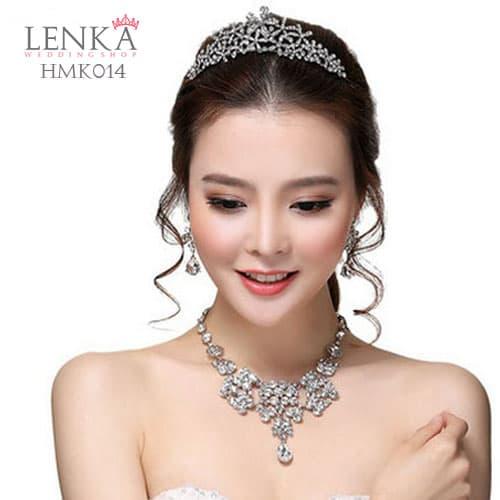 Gambar Aksesoris Crystal Wedding l Paket Crown Kalung Anting Lenka - HMK014 dari Lenka Wedding Shop Kota Surabaya Tokopedia