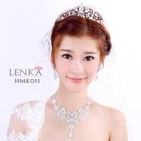 Gambar Paket Crown Kalung Anting Crystal l Aksesoris Wedding Lenka - HMK011 dari Lenka Wedding Shop Kota Surabaya 1 Tokopedia