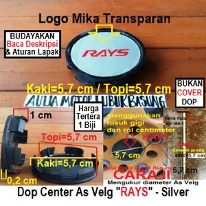 dop center roda as velg racing datar logo rays silver kaki 5.7 5,7 cm
