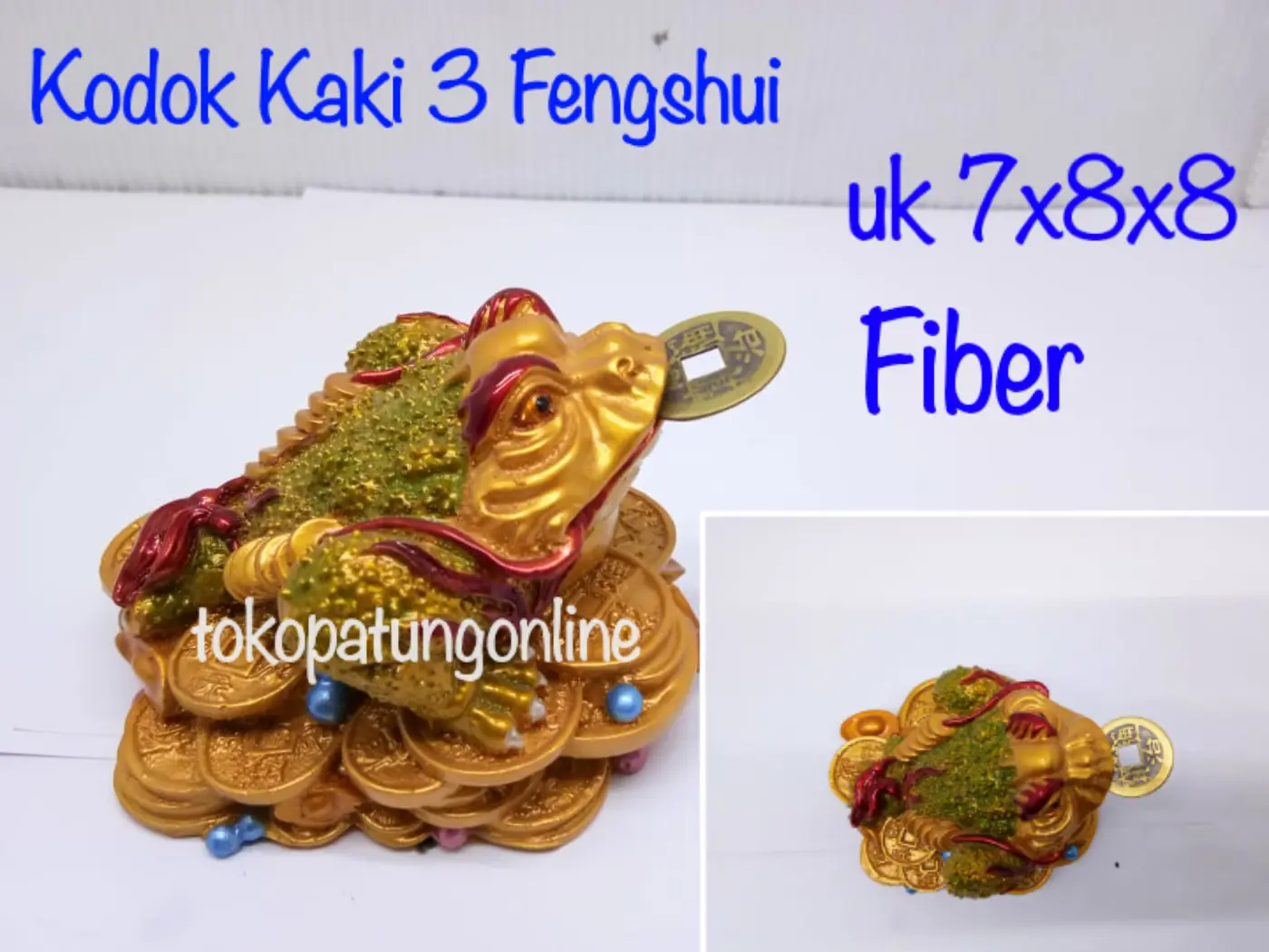 Patung Kodok Fengshui Kaki 3 Gigit Koin Cina