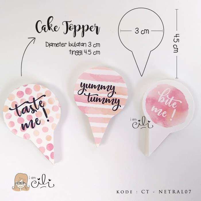 Gambar (TOPER netral07) cake topper penghias kue lucu dan unik pink dari i am CiLi Kota Tangerang Tokopedia