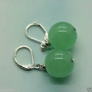 Anting Cantik Tibet Silver Giok Hijau 12mm
