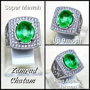CINCIN BATU AKIK PERMATA ZAMRUD CHATAM RING ALPAKA KEKERASAN 9MOHS