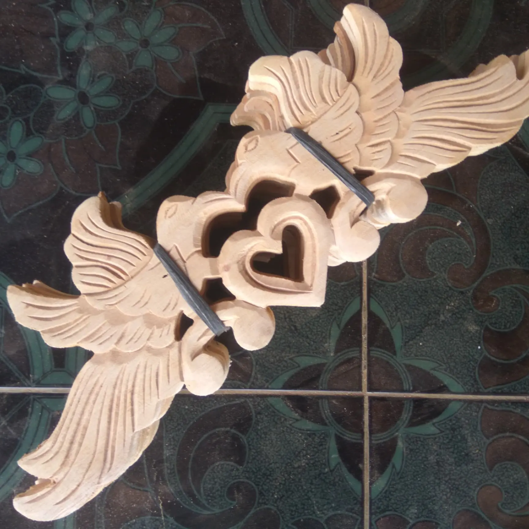 Ukir kayu model burung, asli buatan rumahan jepara