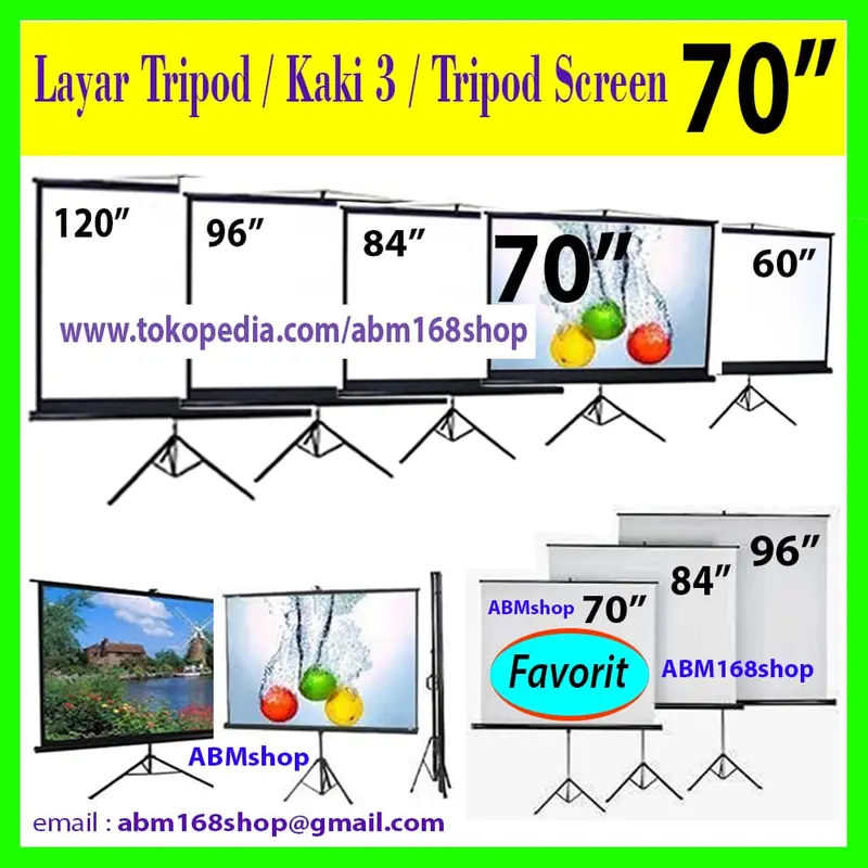 Layar 70" Tripod Screen Projector/ Layar Proyektor utk BenQ InFocus 1
