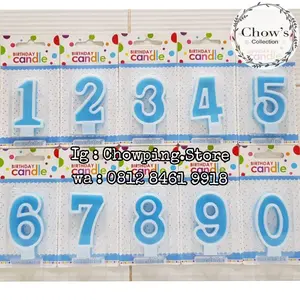 Lilin Angka Ulang Tahun BIRU Doff / Lilin Angka warna BIRU