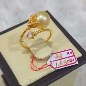 cincin emas mutiara laut asli lombok , perhiasan Mutiara Lombok