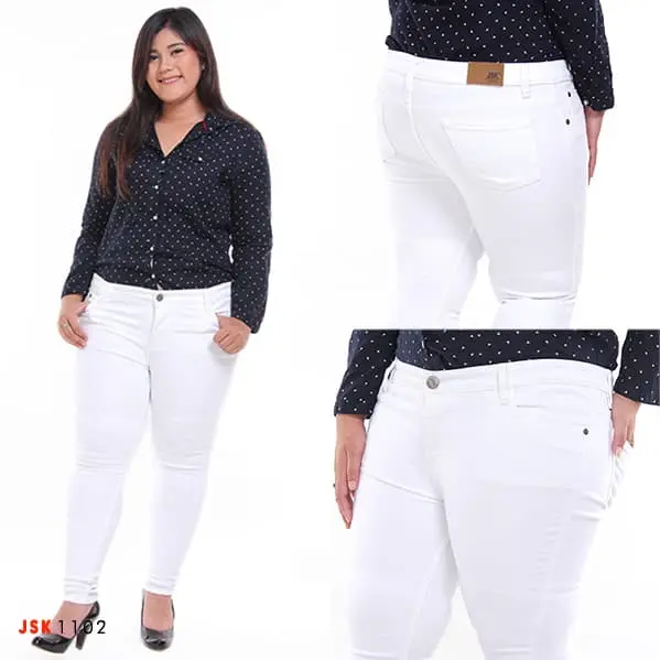 Celana Putih Jumbo Skinny Jeans Wanita White Denim Pensil JSK 1102 0