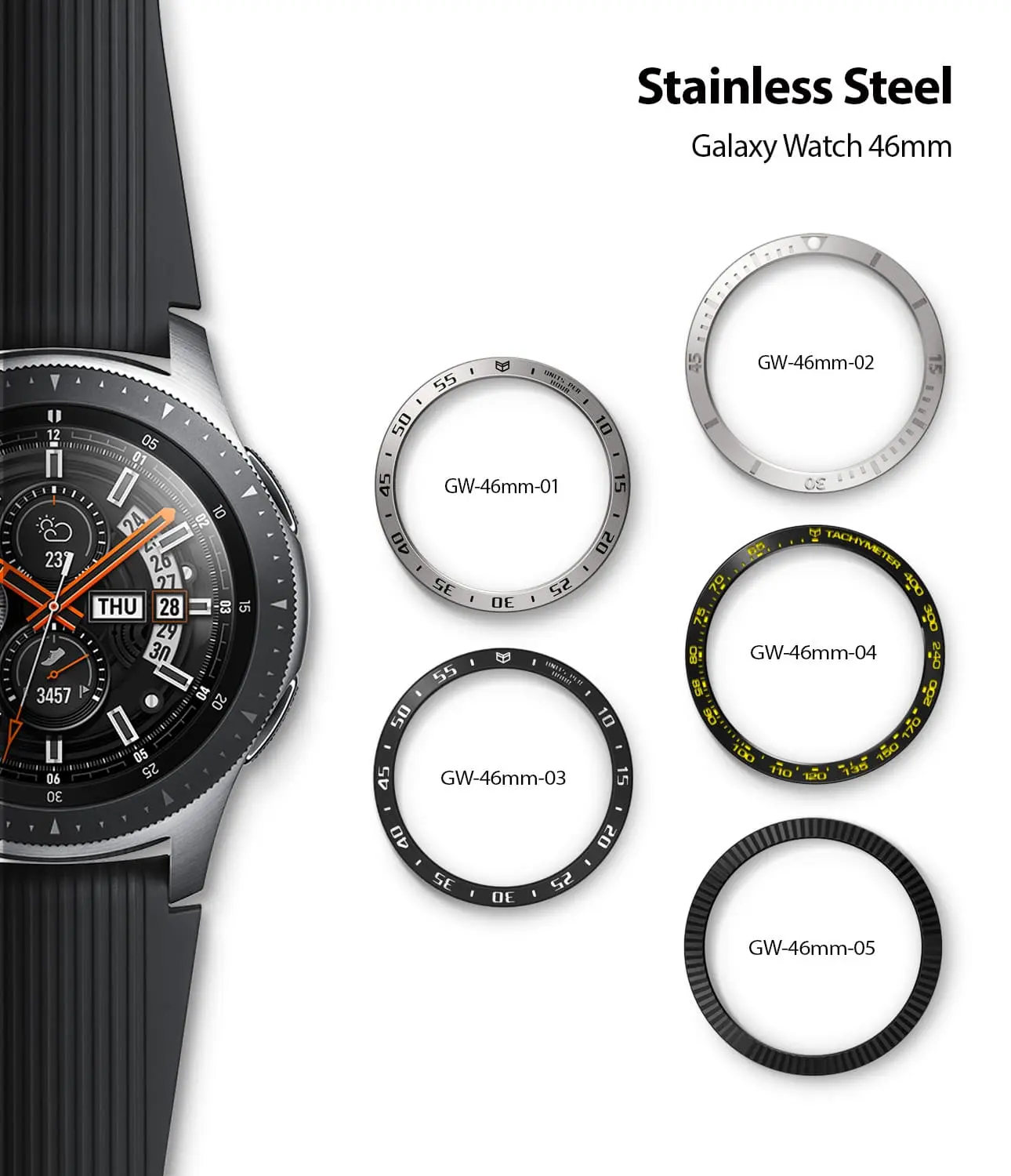 CASE GALAXY WATCH 46MM RINGKE BEZEL STYLING GEAR S3 FRONT AND CLASSIC