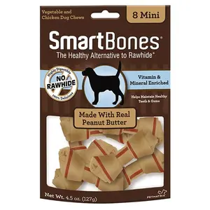 SmartBones Peanut Butter Bone Chews 8 mini - 128gr