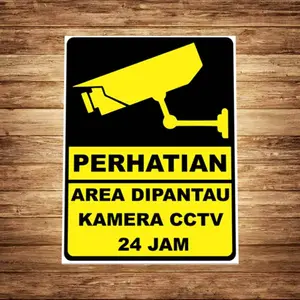 Sticker Stiker Label CCTV ukuran 12 cm x 16 cm Bahan Vinyl Anti Air