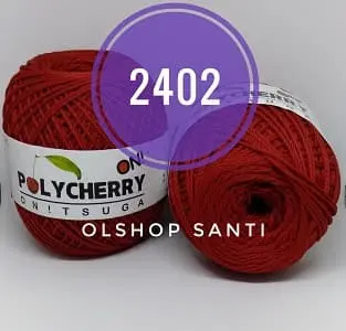 Benang Rajut POLYCHERRY Onitsuga warna MERAH (2402) 2