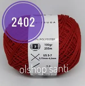 Benang Rajut POLYCHERRY Onitsuga warna MERAH (2402) 3