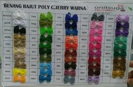 Benang Rajut POLYCHERRY Onitsuga warna MERAH (2402) 4