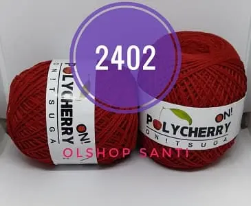 Benang Rajut POLYCHERRY Onitsuga warna MERAH (2402)