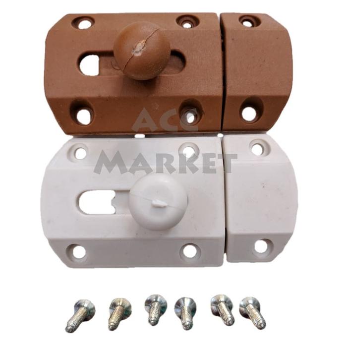 Gambar Grendel Kunci Selot Pintu PVC Kamar Mandi Putih/Coklat dari ACC Markets Kab. Bekasi Tokopedia