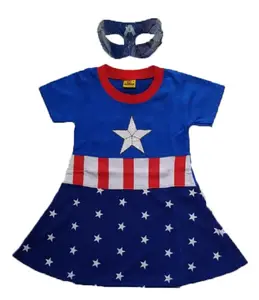 Baju Kostum Anak Perempuan Topeng Superhero Captain America Girl