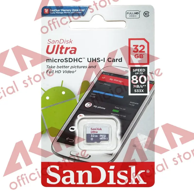 MicroSD Sandisk Ultra 32GB Class 10 80MBPS Micro SD Card 32 GB SDHC 1