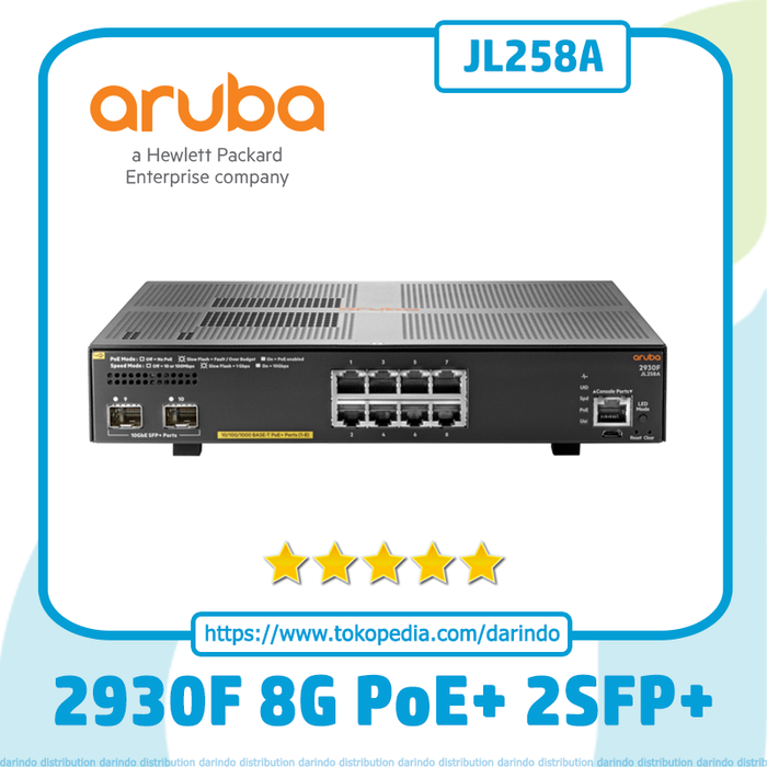 Jual Aruba 2930F 8G PoE+ 2SFP+ Switch [JL258A] - Kota Administrasi