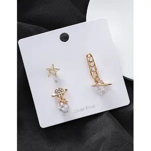 LRC Anting Tusuk Fashion Gold 925 Silver Needle Star Zircon F68102