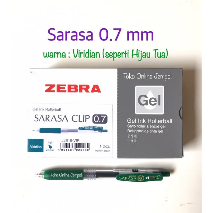 Gambar Pulpen Zebra Hijau GREEN Ink Tinta Hijau VIRIDIAN 0.7 JJB15-VIR Sarasa Zebra Gel Pen Clip Ink 0,7 jel biligian ATK0820SR dari Toko Online Jempol Kota Administrasi Jakarta Pusat Tokopedia